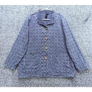 Focus Casual Life Patchwork Boho Top Size M Artsy Lagenlook Cottage Peasant Blue